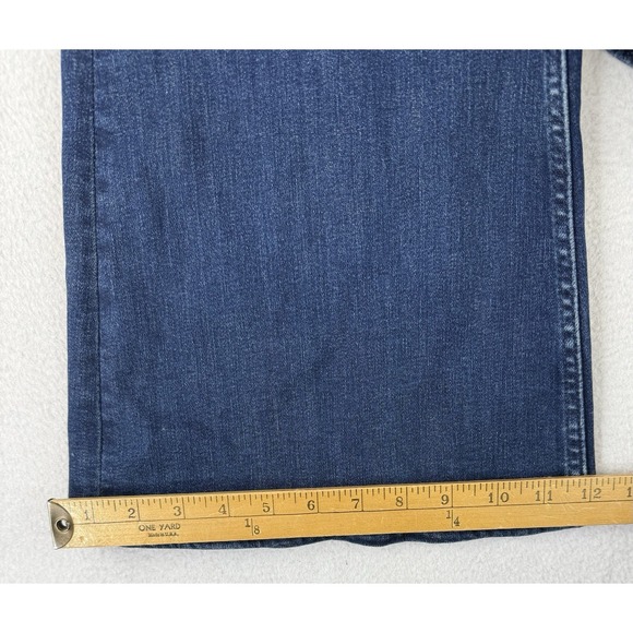 Free People Jumpsuit Womens Size XL Jayde Flare Leg Dark Blue Denim Zip - Picture 6 of 13